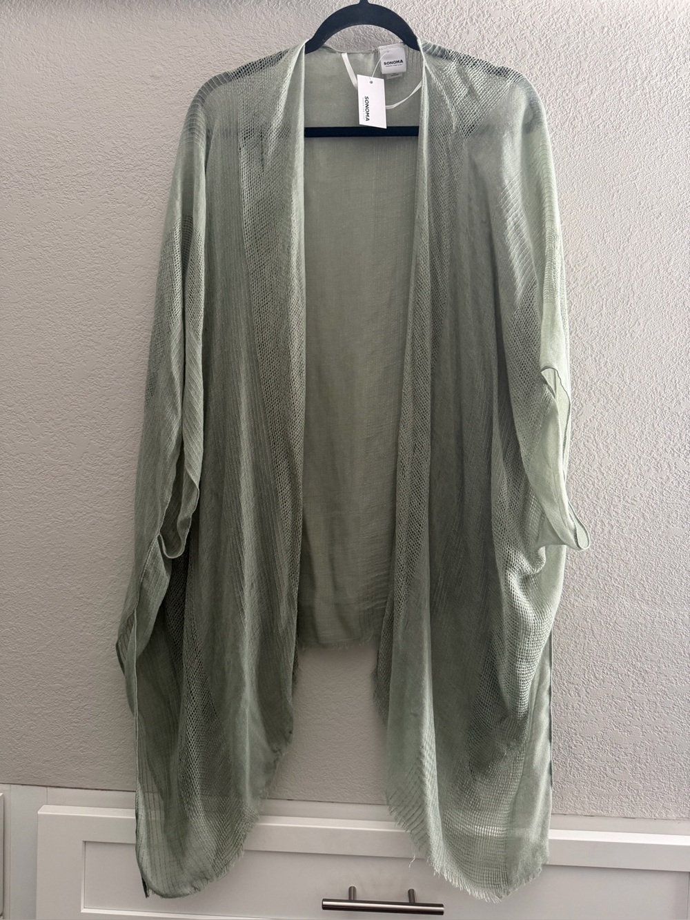 Sonoma Sage Sheer Open-Front Draped kimono